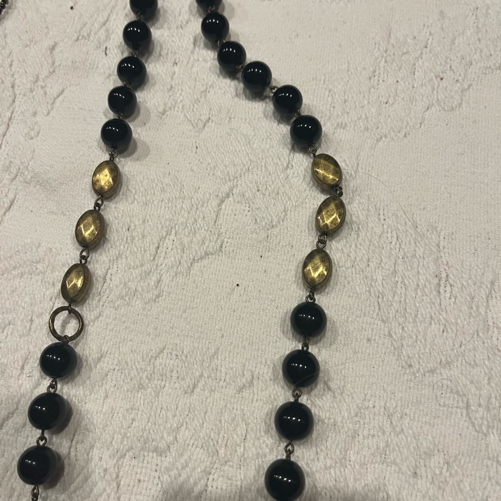 Chic Black and Gold Beaded Necklace